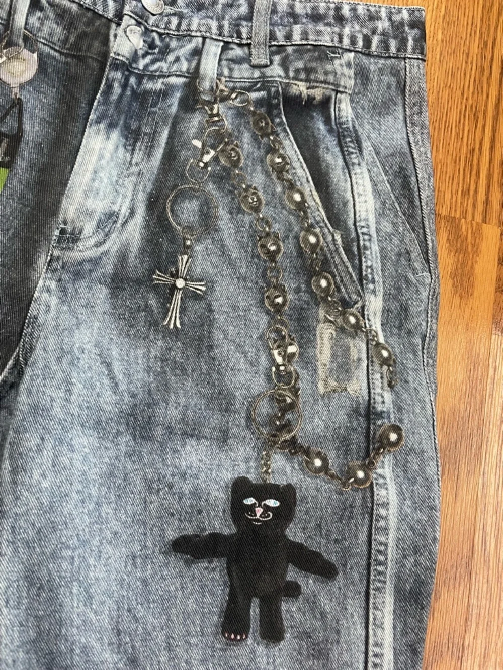 RIPNDIP Distressed Graphic Jeans Size 32 Acid Wash Streetwear Pants